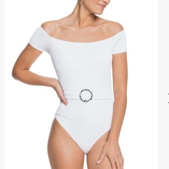 Roxy cap sleeve one-piece belted swimsuit - Picture 1 of 11